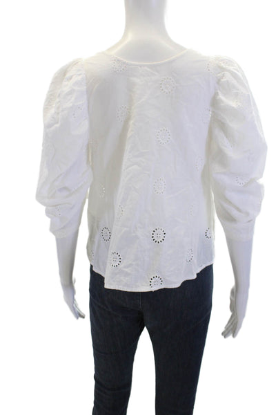 Trf Collection Zara Womens Cotton Geometric Cut-Out Batwing Top White Size XS