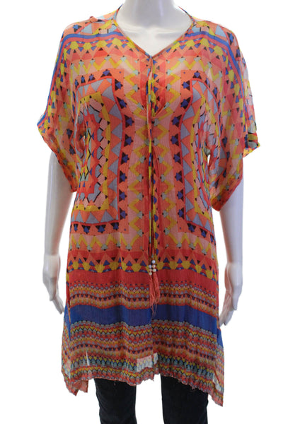 Hale Bob Cabana Womens Tank Top Sheer Blouse Layered Blouse Set Orange Size S