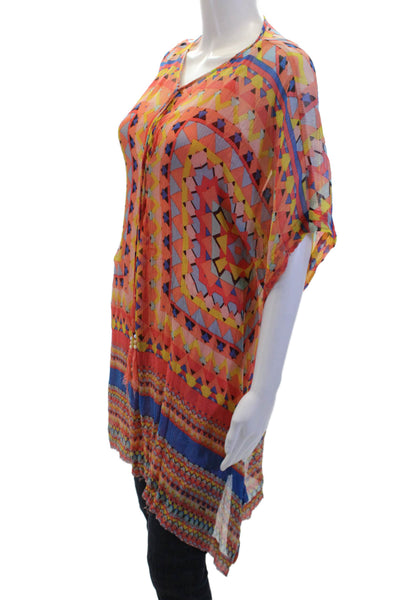 Hale Bob Cabana Womens Tank Top Sheer Blouse Layered Blouse Set Orange Size S