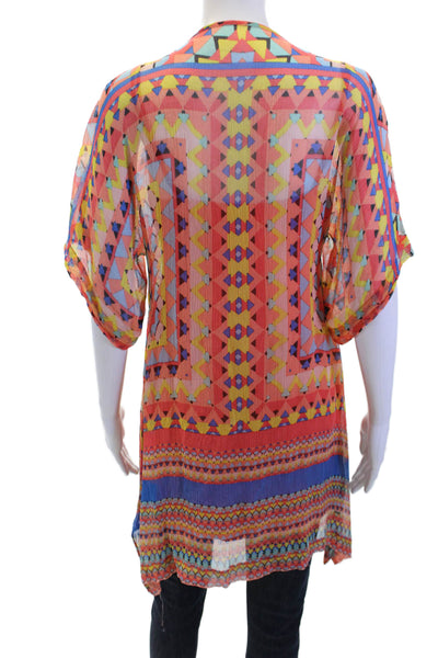 Hale Bob Cabana Womens Tank Top Sheer Blouse Layered Blouse Set Orange Size S