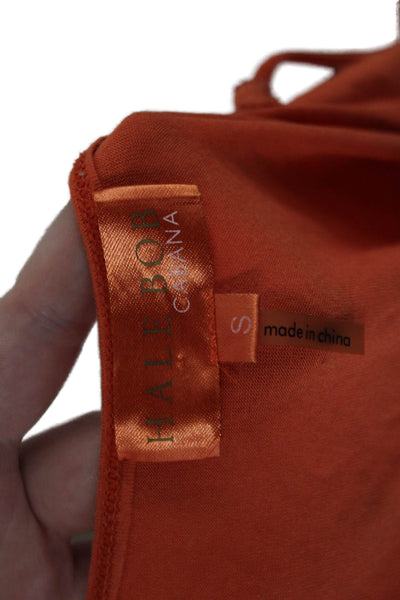 Hale Bob Cabana Womens Tank Top Sheer Blouse Layered Blouse Set Orange Size S