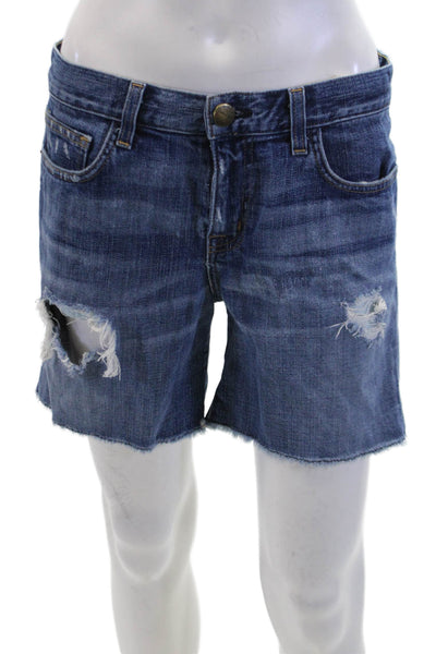 Current/Elliott Women's Medium Wash Distress Five Pocket Bermuda Shorts Size 25
