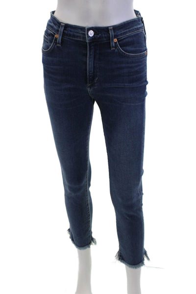 Citizens of Humanity Women Ankle Cropped Skinny Jeans Dark Blue Mid-Rise Size 25