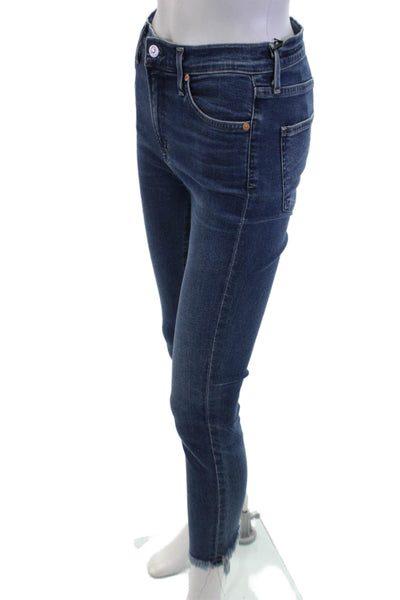 Citizens of Humanity Women Ankle Cropped Skinny Jeans Dark Blue Mid-Rise Size 25