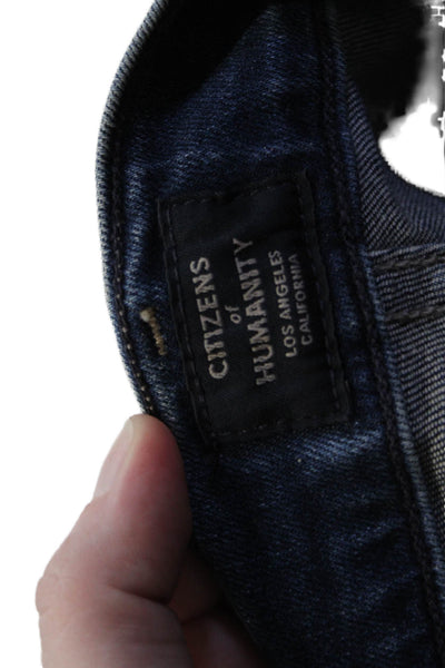 Citizens of Humanity Women Ankle Cropped Skinny Jeans Dark Blue Mid-Rise Size 25