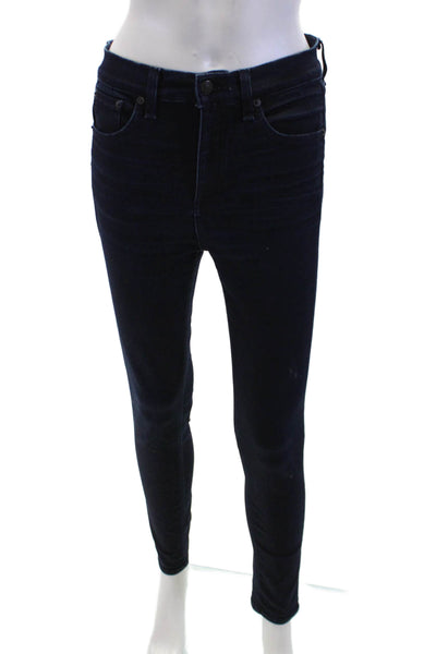 Rag & Bone Womens Ankle Skinny Jeans Dark Blue Mid-Rise Button Closure Size 26