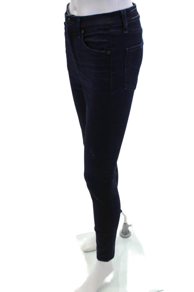 Rag & Bone Womens Ankle Skinny Jeans Dark Blue Mid-Rise Button Closure Size 26