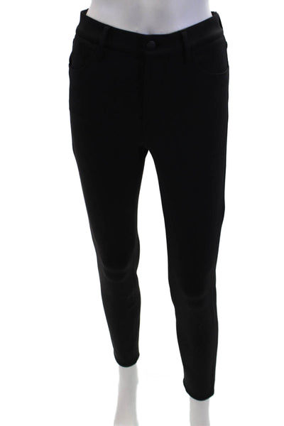 J Brand Women's Button Closure Pocket Straight Leg Pants Black Size 27