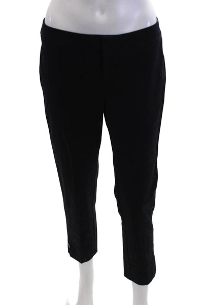 Ecru Women's Flat Front Hook Closure Straight Leg Dress Pants Black Size 4