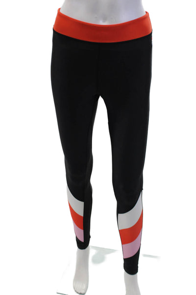 PE Nation Womens Pull On High Rise Athletic Leggings Black Red Size Small