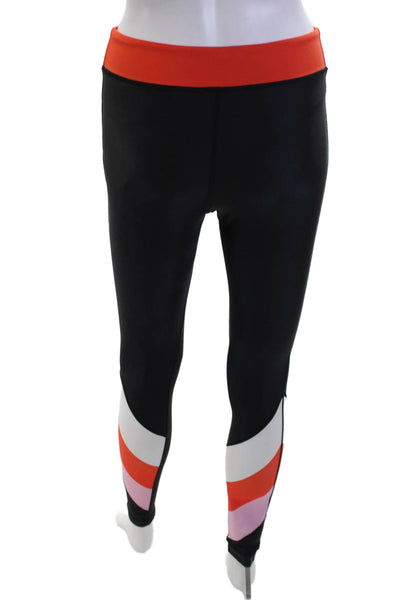 PE Nation Womens Pull On High Rise Athletic Leggings Black Red Size Small