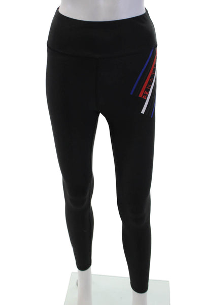 PE Nation Womens Striped Sides Pull On High Rise Leggings Black Size Small