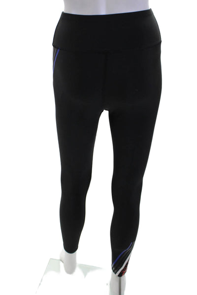 PE Nation Womens Striped Sides Pull On High Rise Leggings Black Size Small
