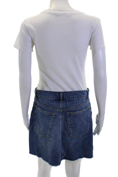 Zara Woman Denim Collection Womens Denim Raw Hem Mini Skirt Blue Size Large
