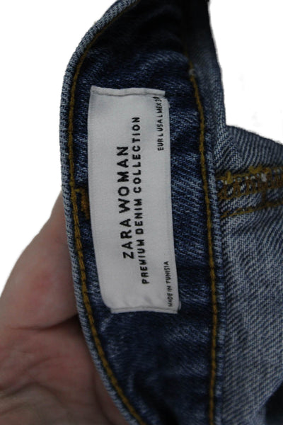 Zara Woman Denim Collection Womens Denim Raw Hem Mini Skirt Blue Size Large