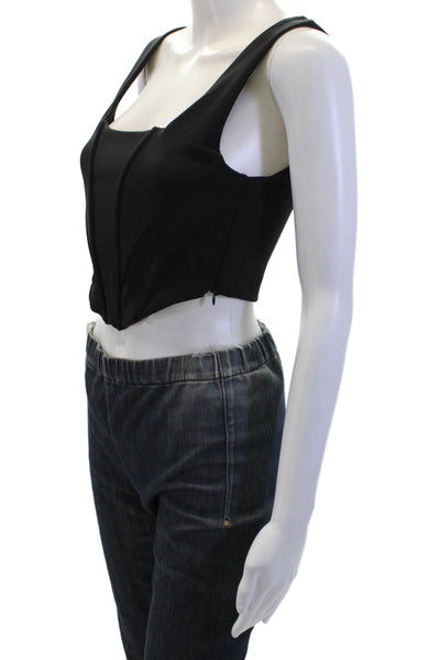 Zara Womens Sleeveless Cropped Corset Tank Top Black Size Medium