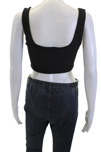 Zara Womens Sleeveless Cropped Corset Tank Top Black Size Medium