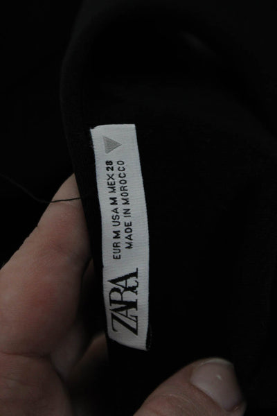 Zara Womens Sleeveless Cropped Corset Tank Top Black Size Medium