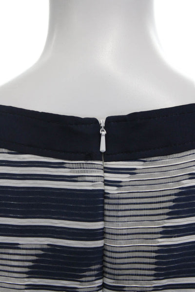 Carolina Herrera Womens Back Zip Scoop Neck Sheath Dress Blue Multi Size 4
