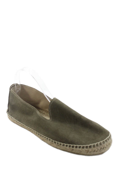 Manebi Womens Suede Round Toe Slip On Espadrille Flats Green Size 8