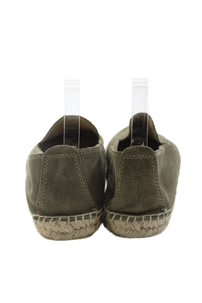 Manebi Womens Suede Round Toe Slip On Espadrille Flats Green Size 8