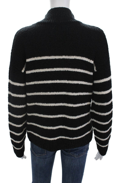 One Grey Day Womens Long Sleeve Quarter Zip Mock Neck Sweater Black White XS