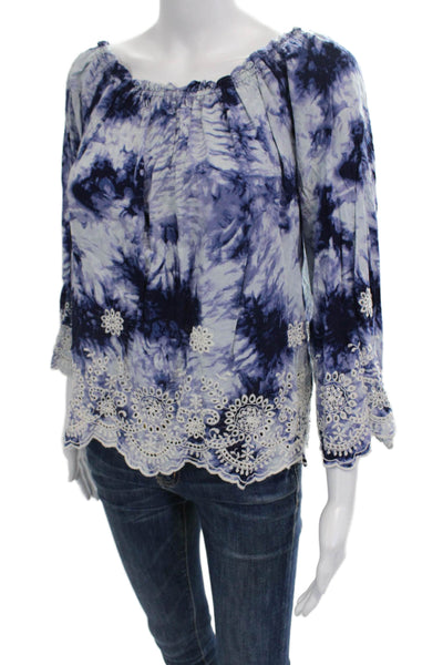 Romeo + Juliet Couture Womens Off The Shoulder Blouse Blue Size L
