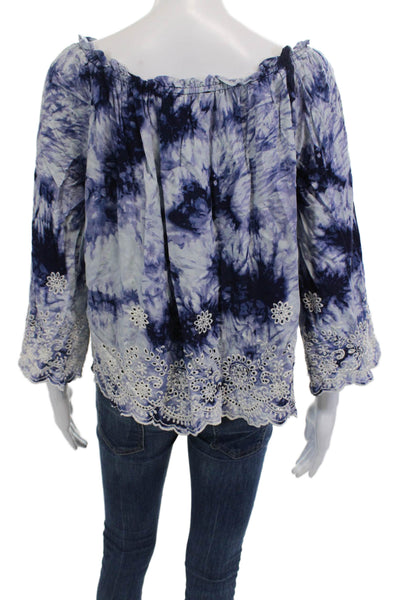 Romeo + Juliet Couture Womens Off The Shoulder Blouse Blue Size L