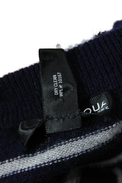 Aqua Cashmere Womens Striped Sweater Navy Blue Grey Size Extra Small