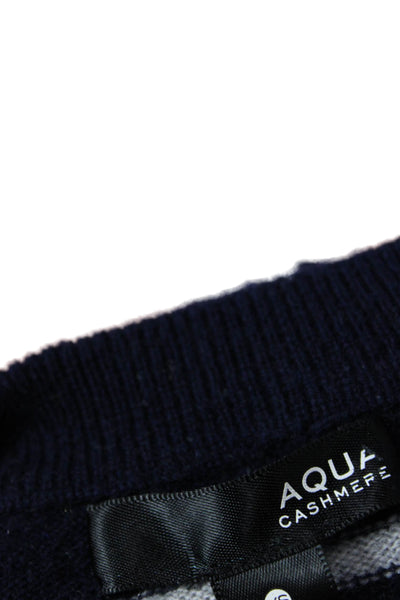 Aqua Cashmere Womens Striped Sweater Navy Blue Grey Size Extra Small