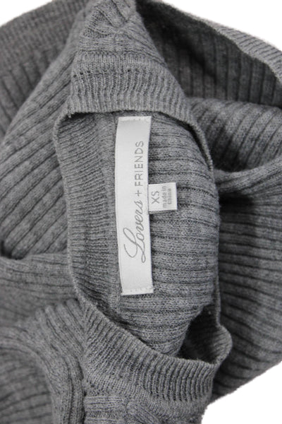 Lovers + Friends Womens Ribbed Cropped Sweater Grey Size Extra Small