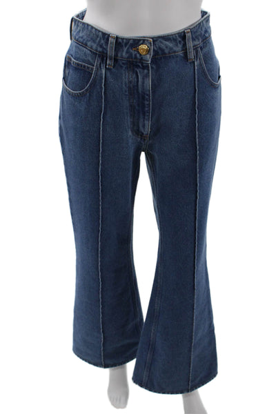Oscar de la Renta Women Dark Blue High Rise Bootcut Flared Jeans Size 2
