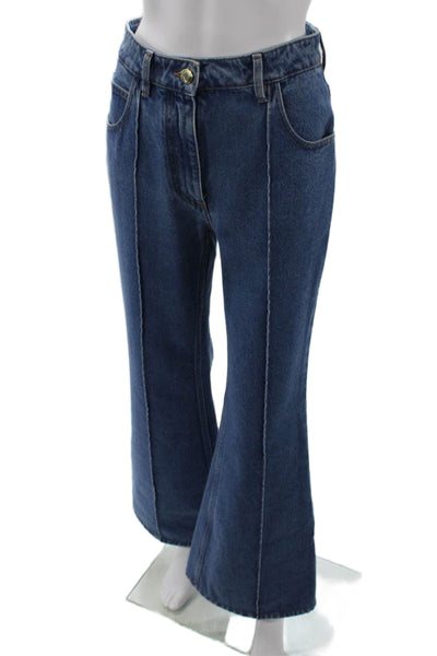 Oscar de la Renta Women Dark Blue High Rise Bootcut Flared Jeans Size 2