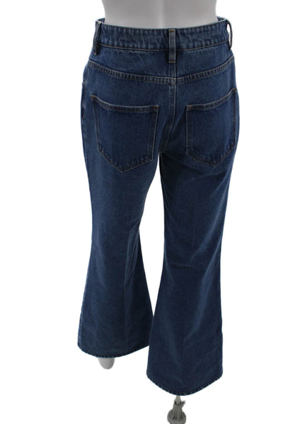 Oscar de la Renta Women Dark Blue High Rise Bootcut Flared Jeans Size 2