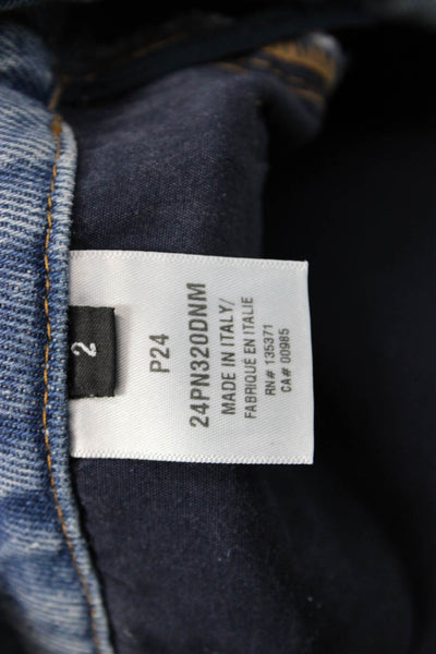 Oscar de la Renta Women Dark Blue High Rise Bootcut Flared Jeans Size 2