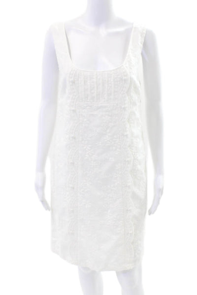 Juicy Couture Womens Sleeveless Scoop Neck Lace Trim Dress White Size 08