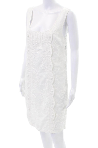 Juicy Couture Womens Sleeveless Scoop Neck Lace Trim Dress White Size 08