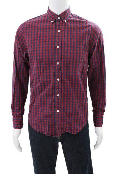 J Crew Mens Cotton Long Sleeve Plaid Button Down Shirt Red Size S