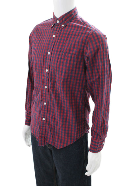 J Crew Mens Cotton Long Sleeve Plaid Button Down Shirt Red Size S