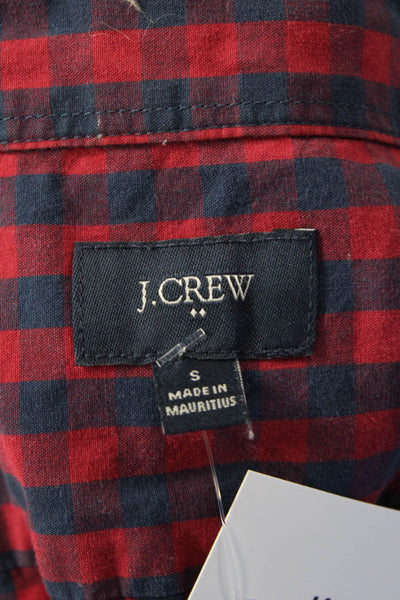 J Crew Mens Cotton Long Sleeve Plaid Button Down Shirt Red Size S