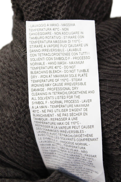Armani Collezioni Womens Textured Scoop Neck Short Sleeve Top Brown Size 14