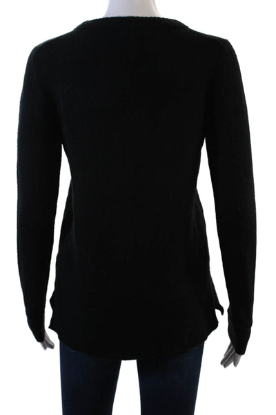 J Crew Women's Round Neck Long Sleeves Pullover Sweater Black Size XS