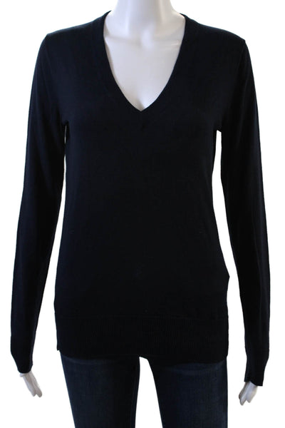 J Crew Women's V-Neck Long Sleeves Pullover Sweater Navy Blue Size S