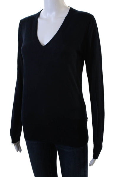 J Crew Women's V-Neck Long Sleeves Pullover Sweater Navy Blue Size S