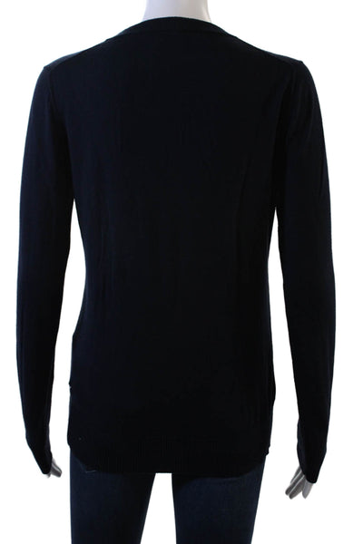 J Crew Women's V-Neck Long Sleeves Pullover Sweater Navy Blue Size S