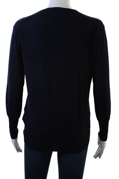J Crew Women's V-Neck Long Sleeves Wool Pullover Sweater Blue Size S