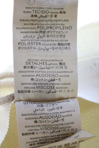 Gucci Womens GG Grosgrain Strap Woven Fedora Hat White Size Small