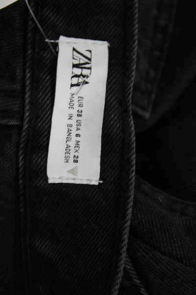 Zara Unisex Black Straight High Rise Jeans Size 6