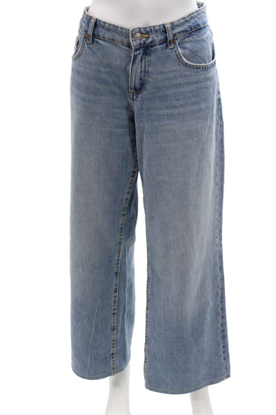 Zara Women Wide-Leg Blue Jeans Size 42