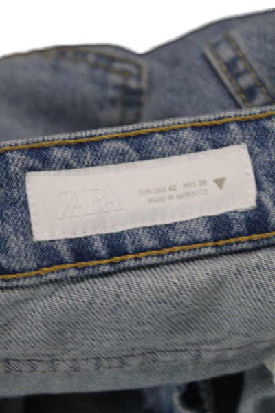 Zara Women Wide-Leg Blue Jeans Size 42